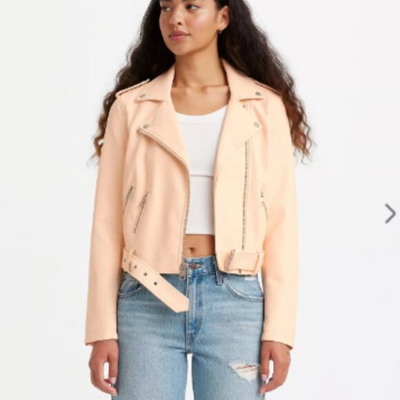 Levi’s BELTED FAUX LEATHER MOTO JACKET New with tags - Picture 1 of 7